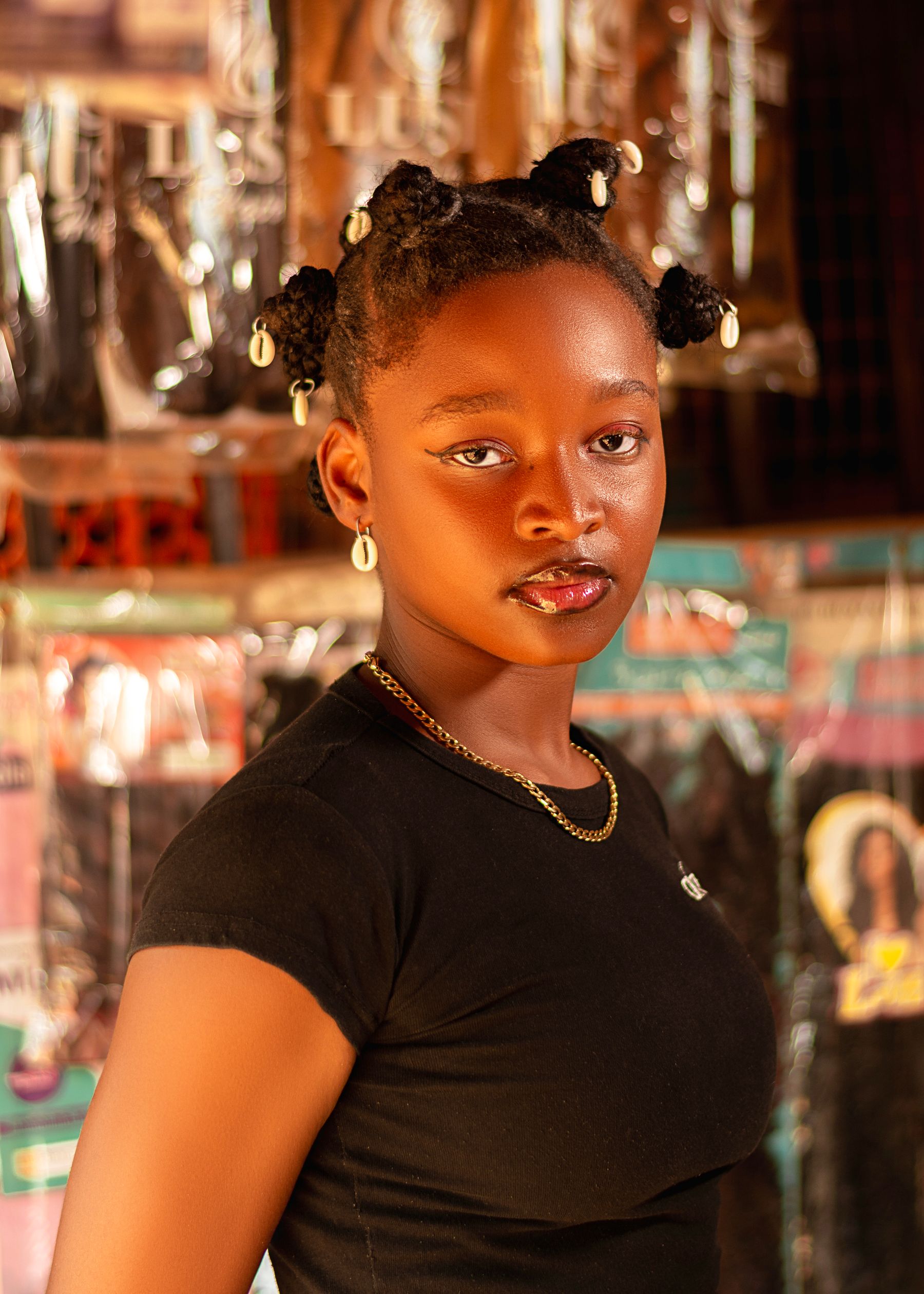 Young woman with styled hair in a salon